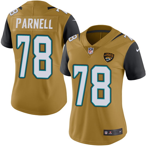 Women's Limited Jermey Parnell Nike Jersey Gold - #78 Rush NFL Jacksonville Jaguars